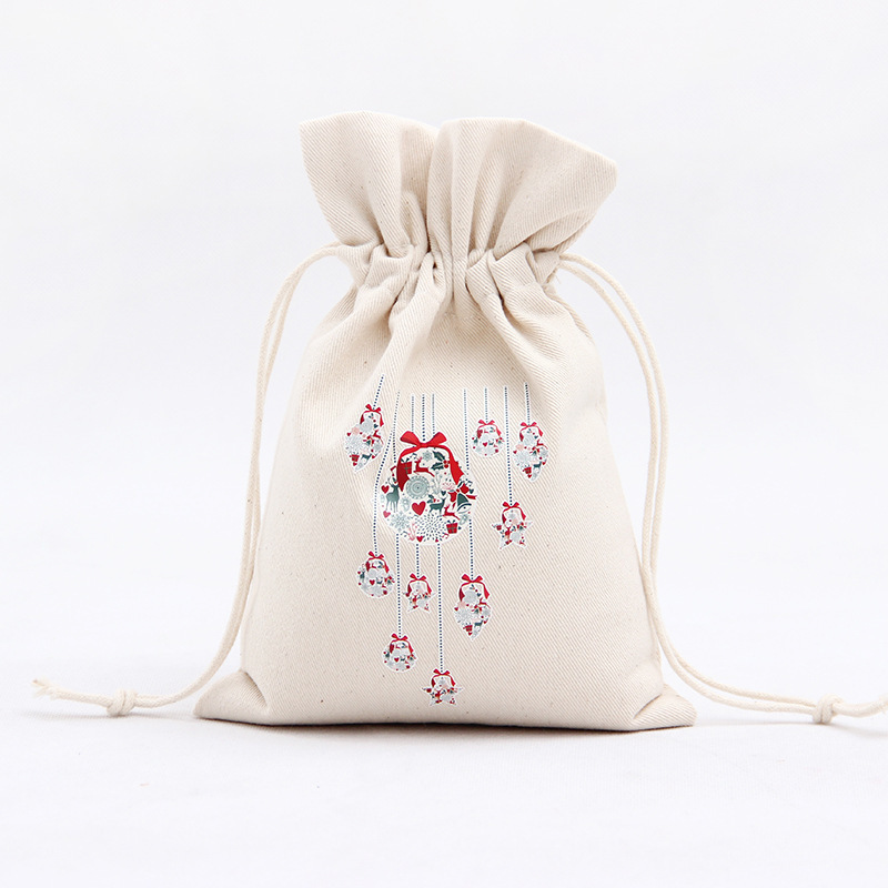 A245 logo printed canvas storage bag with drawstring closure, gift pocket, portable for Christmas packaging gifts undefined