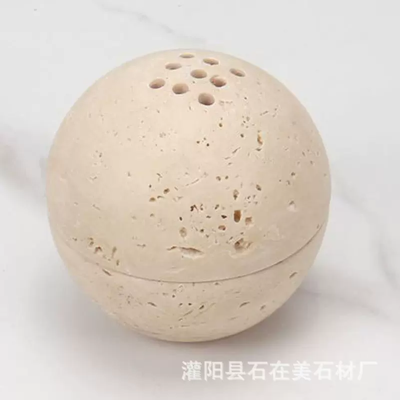 简约洞石大理石香薰炉 办公室书房餐厅客厅卧室玄关茶几家居摆件