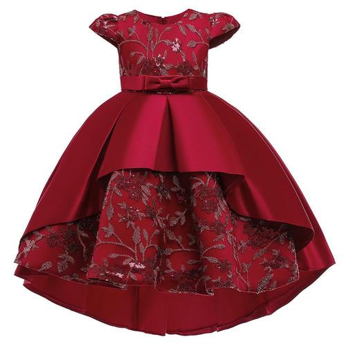Amazon European and American Sequin Girls' Train Birthday Party Girls' Fashion Show Performance Gown Flower Girl Dress
