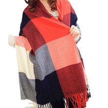 加工韩版秋冬保暖仿羊绒流苏学生新款格子围巾女百搭披肩厂家批发