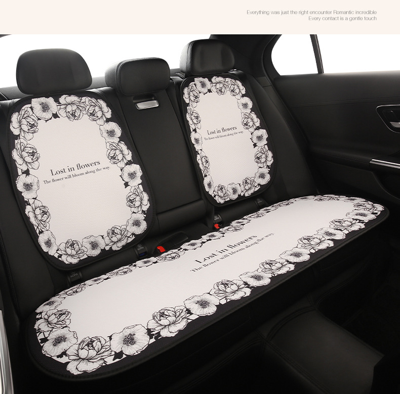 2025 New Camellia Car Seat Cushion Summer Single Piece Light Luxury Seat Cushion Four Seasons Universal Car Seat Cover for Women