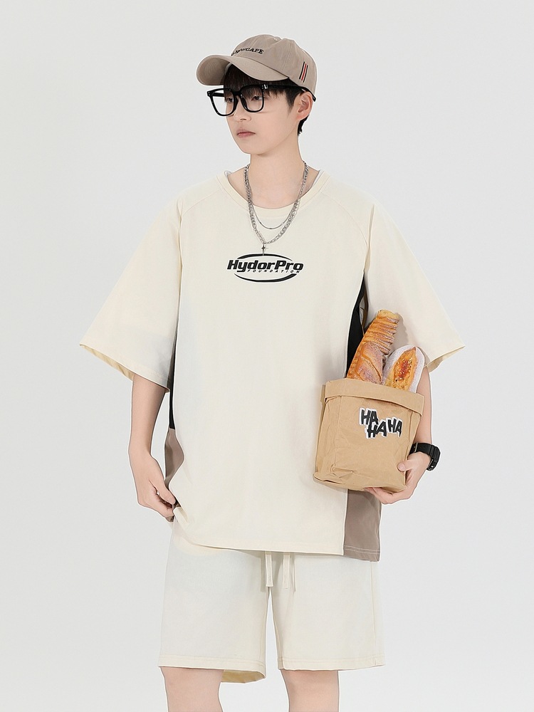 Traje deportivo suelto de estilo chino Camiseta de manga corta helada de verano para hombre Traje de pantalones cortos casuales de gran tamaño ligero y transpirable