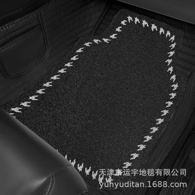 Universal Foot Pad: Car Floor Mats, Anti-Dirt - houndstooth-trim-front-row-single-piece