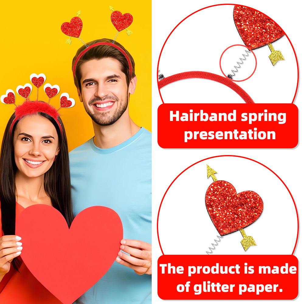 Decoración del día de San Valentín de amor arco de cabello de boda atmósfera de diseño arco de corazón de pareja foto tocado