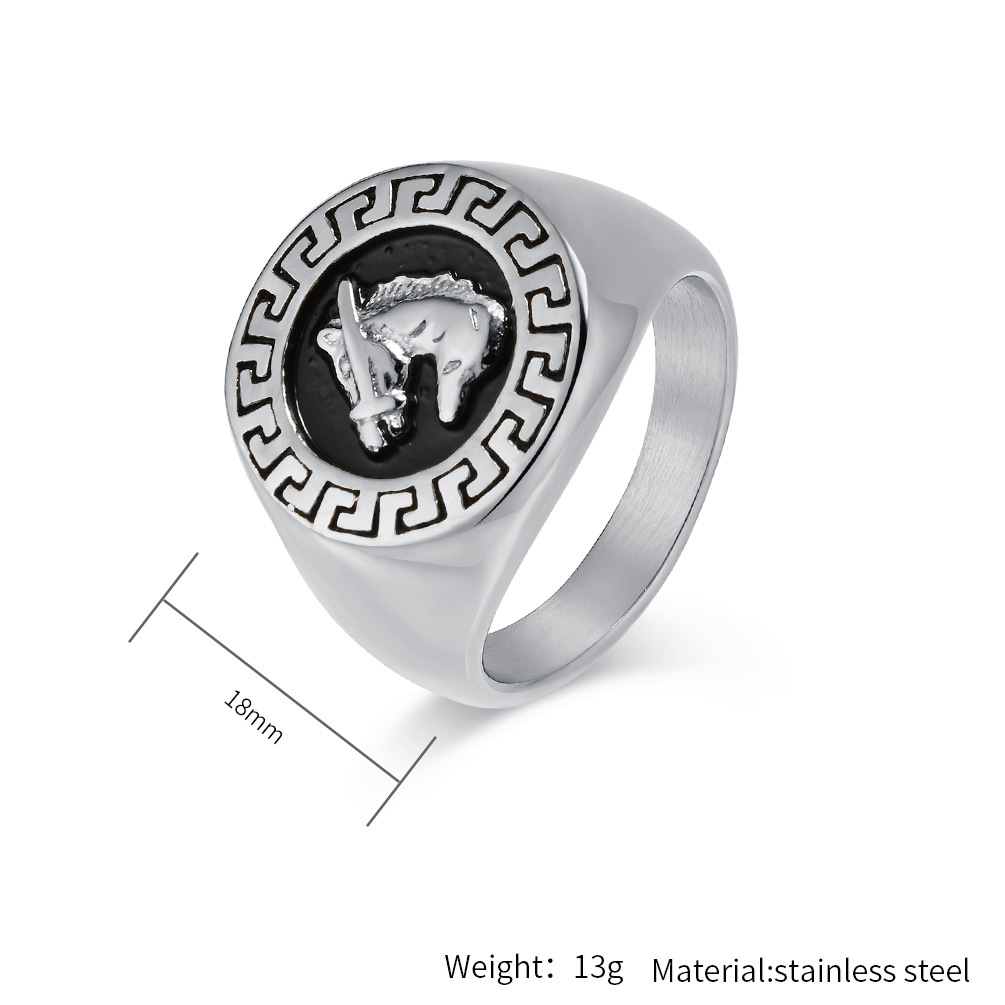 15g Weight Retro Solid Color 304 Stainless Steel Polishing Men's Rings Men Signet Rings
