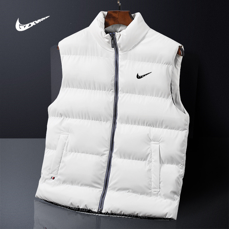 New autumn/winter glossy cotton vest for men, shoulder-length jacket, cotton-padded coat, men's stand-up collar cotton-padded coat, thick and warm outerwear