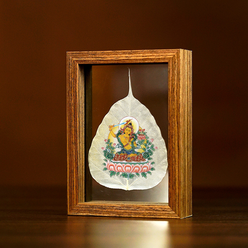 La Tabla pintada madera de la decoración de la hoja de Bodhi Zodiaco Dios amarillo del espécimen de la hoja de la riqueza puede ser cuadro fijo alta tabla transparente de la decoración de cristal