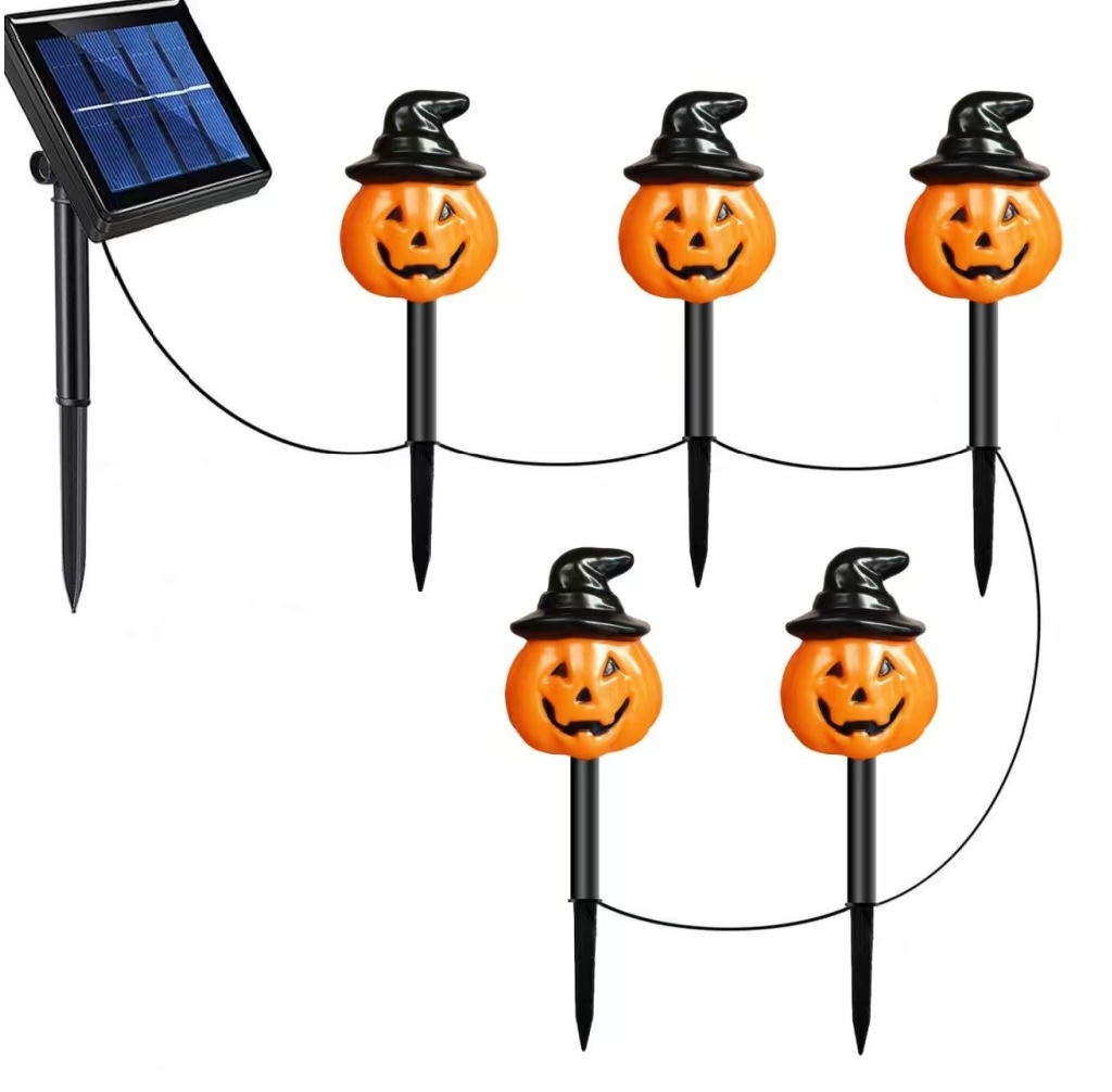 Nuevos productos transfronterizos de Halloween jardín al aire libre impermeable decoración de lámparas LED calabaza fantasma lámpara solar