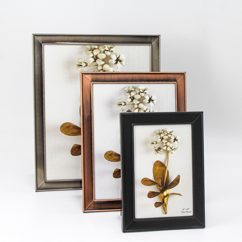 中式復古金屬相框擺台6寸相片框7寸全家福a4老人框掛牆營業執照框