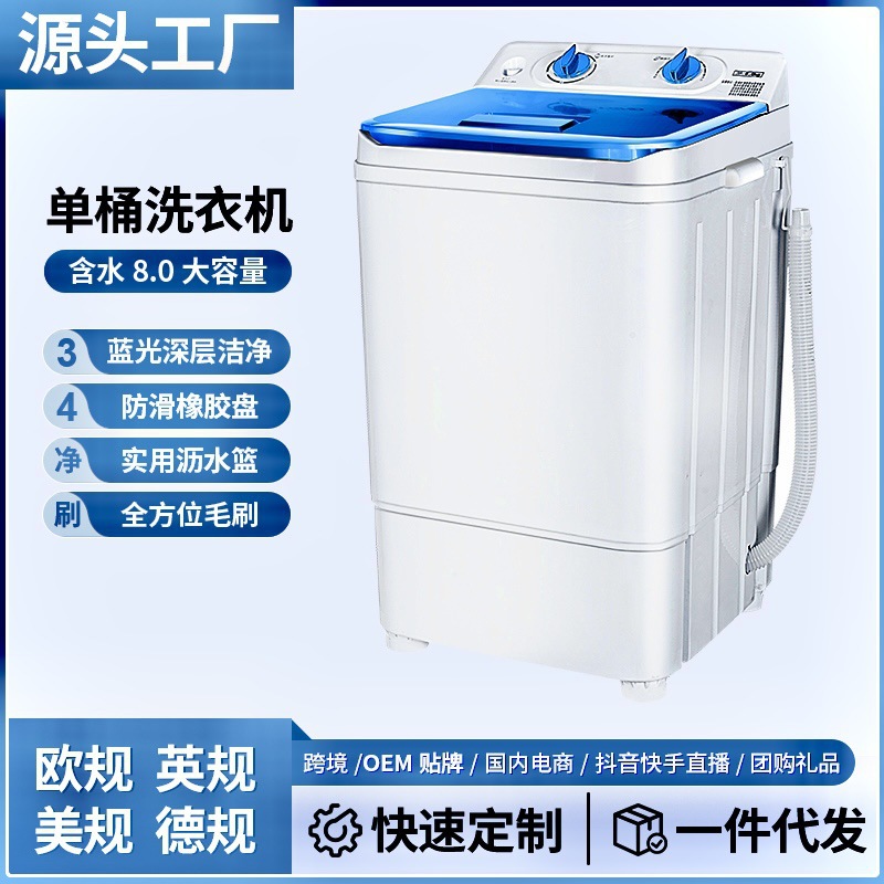 Washing Machine Multifunctional Mini Single-Tub Semi-Automatic Pulsator Washing and Drying Integrated Shoe Washing Machine Household Small Cross-Border Wholesale