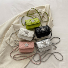 菱格绣线亮钻五角星链条小方包2024夏季流行洋气单肩包通勤斜挎包