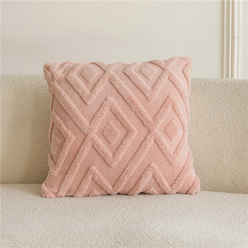 Cojín de sofá de felpa de color sólido, moderno y minimalista, para sala de estar, decoración de habitación modelo, cojín para cabecera