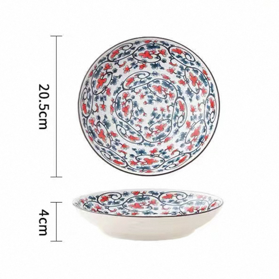 Vintage japonés de 8 pulgadas de profundidad esmaltado plato de color de alta cara plato de filete plato de ensalada
