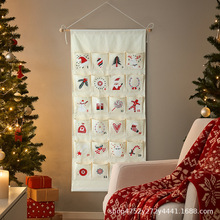 跨境2025新款圣诞降临节日历布料悬挂袋圣诞收纳袋圣诞装饰品挂历