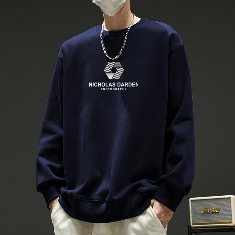 Spring Autumn and Winter New Explosions Men's Sweater fleece-lined Thickened Crewneck Fashionable Brand Long Sleeve All-match Base Shirt for Men