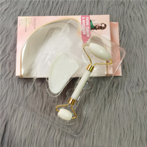 White Jade Roller Scraping Board Set Cross-border Scraping Sheet Jade Beauty Massager Stone Scraping Board Massage Roller