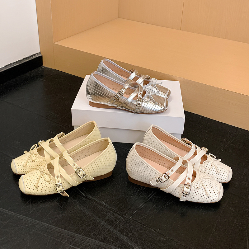 Inner Height Increase 5Cm~French Soft-Soled Flats Ballet Shoes 2025 Spring and Summer New Cross-Strap Bow Flats for Women