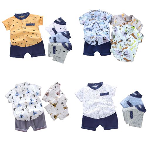 Cross-border children's clothing original factory wholesale summer Korean style thin baby and children set cartoon trendy casual two-piece set