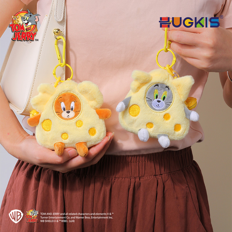 Genuine Cat and Mouse Cheese Coin Purse Keychain Pendant Fun Cartoon Animation Peripheral Headset Storage Bag