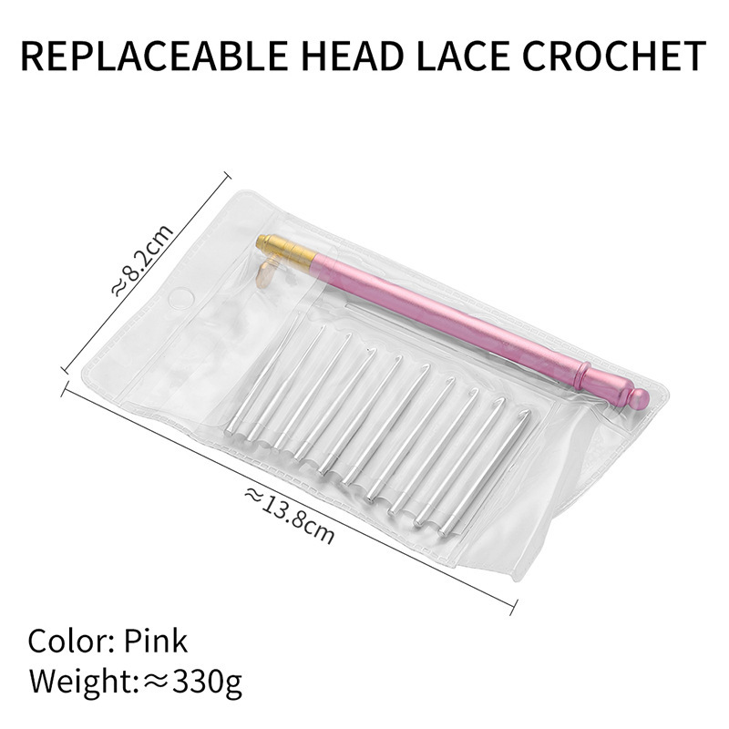 Venta caliente transfronteriza mango de metal cabeza intercambiable encaje crochet tejido a mano bricolaje herramienta de tejido bordado crochet