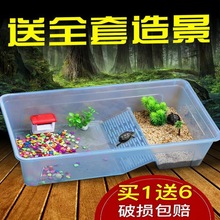 養龜專用缸烏龜飼養箱帶曬台爬台的創意小型烏龜水陸大型龜缸批發