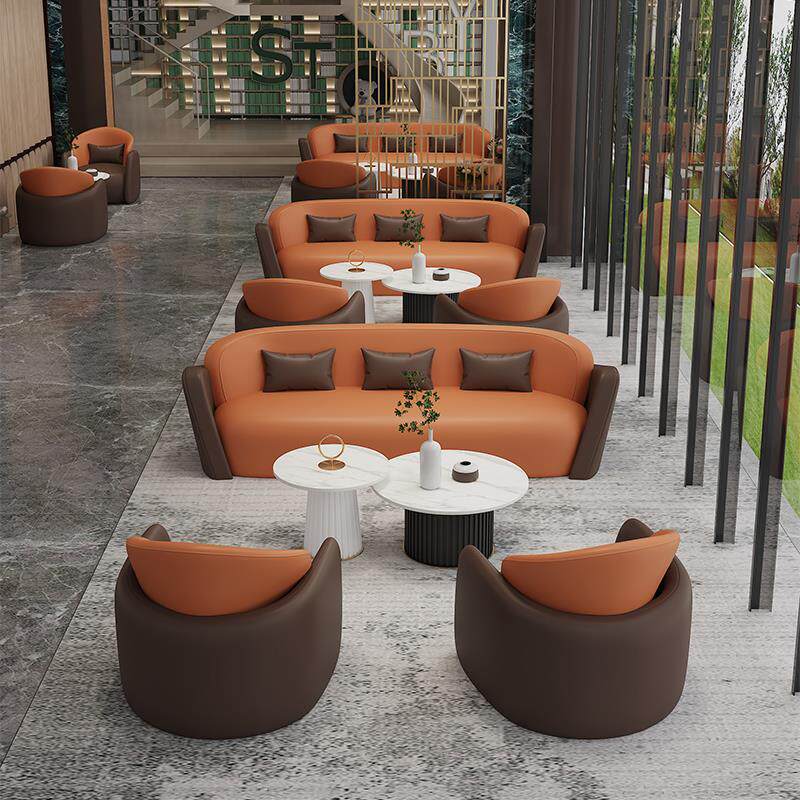 Sofá de recepción de ventas de postres cafetería sofá mesa de té combinación de empresas de negocios sofá mesa redonda