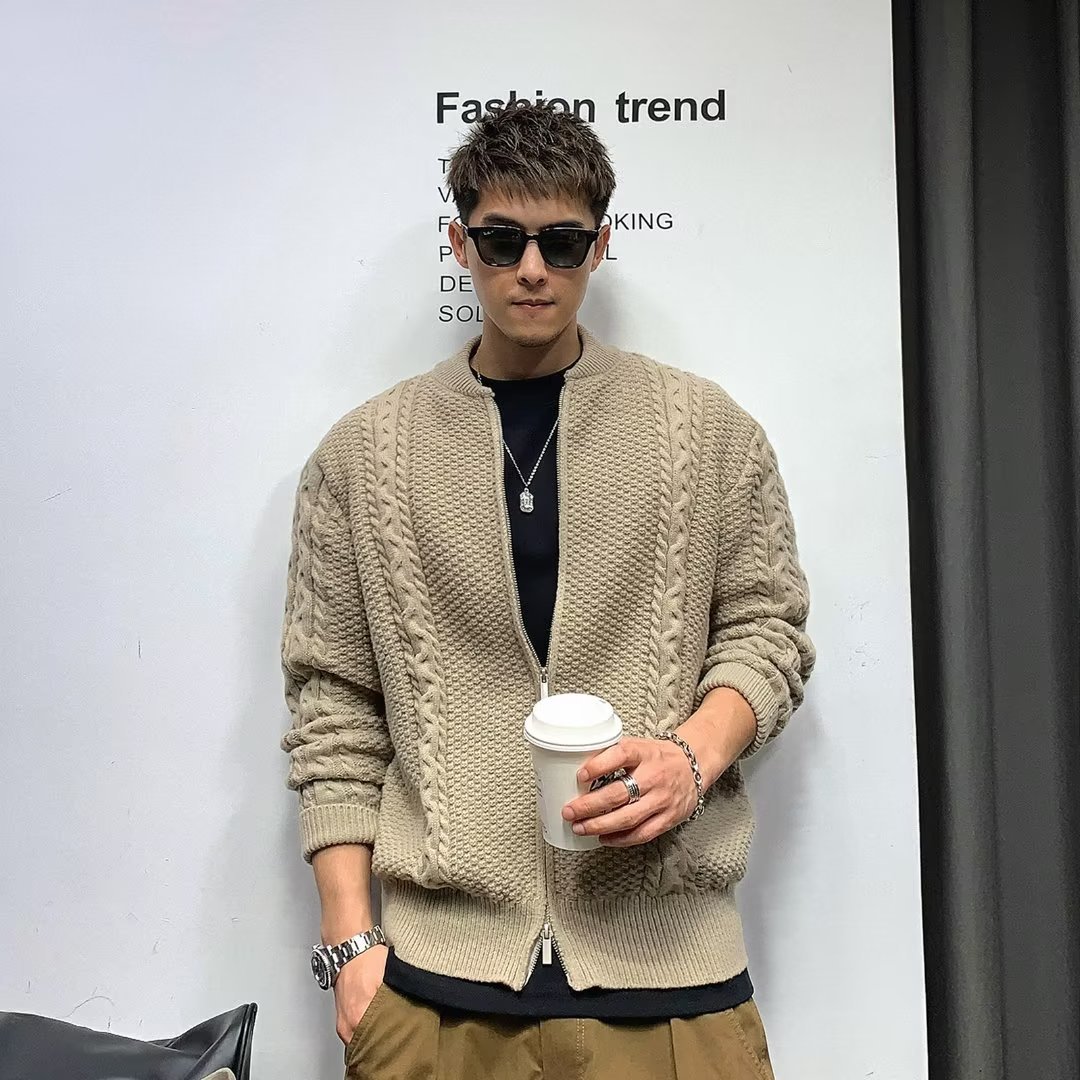 Men's solid color demi-season cardigan