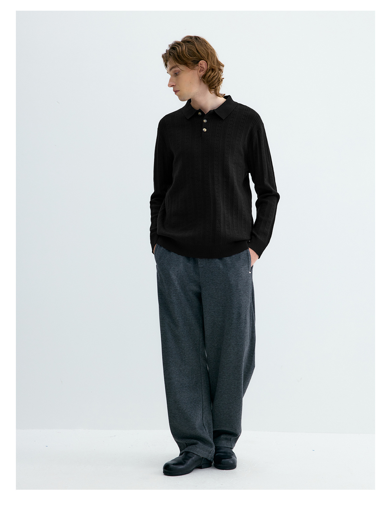 UNF Cable-Knit Polo Sweater