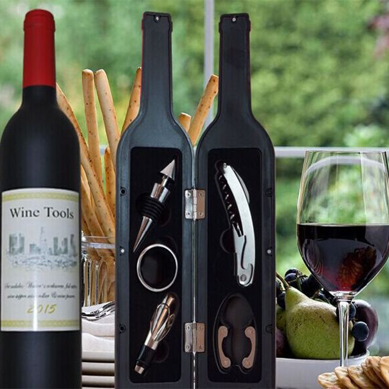 Caja de regalo creativa caja de regalo botella de vino tinto Abrebotellas de vino tinto juego de vino 3 piezas juego de vino negro 5 juegos de comercio exterior juego de vino
