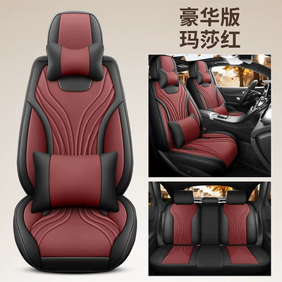 all seasons, perforated and breathable, full-cover – Seat cushion, seat cover - martha-red-black-luxury-5-seater-applicable-to-95-of-vehicle-models