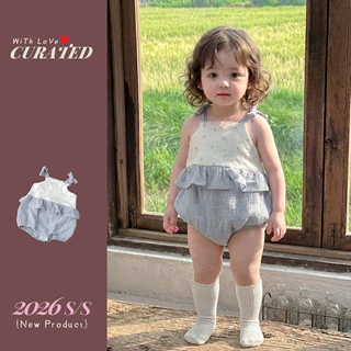 婴幼儿纯棉吊带包屁衣1岁女宝宝夏款甜美蝴蝶结连体衣a类碎花哈衣