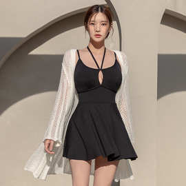 2025年新款纯欲性感吊带泳衣女款夏季显瘦遮肚遮肉泡温泉裙式泳装