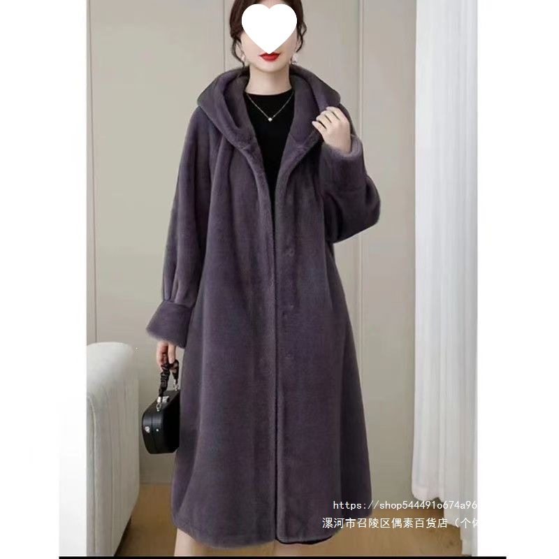 Hot-selling 2026 winter fur coat, best-selling women's imported mink fur coat, long fur coat with hood.