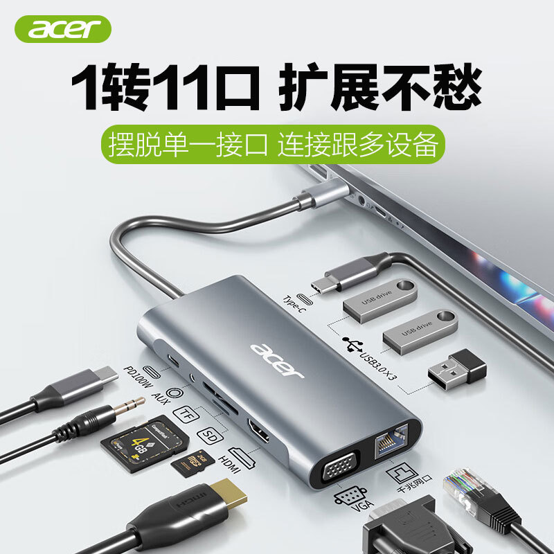 Acer Docking Station Typec Expansion HDMI Projection Screen Conversion USB Splitter Hub Thunderbolt Multi-Interface