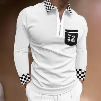 Tendencias de la moda europea y americana primavera y otoño hombres urbanos 3D cremallera de manga larga POLO soporte para pedir logo