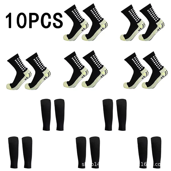 10-Piece Set of Meikeduo Hot-Selling Compression Leggings, Sports Sweat-Absorbent Leggings, Calf Socks, Non-Slip Football Socks