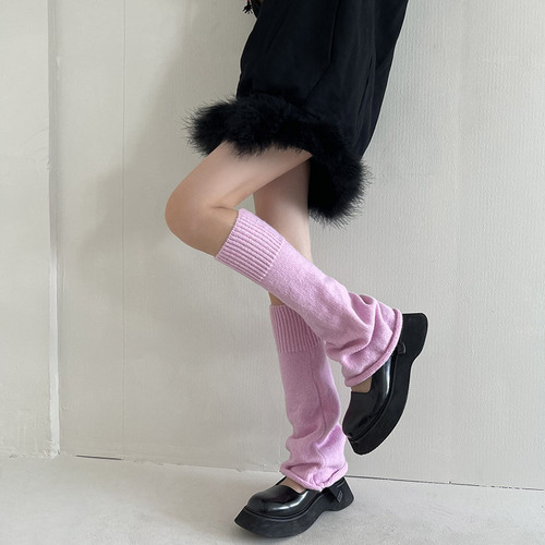 Autumn and winter candy-colored knee-pads and foot covers jk lolita bell mouth mid-tube socks elephant socks jk student warm leg socks for women