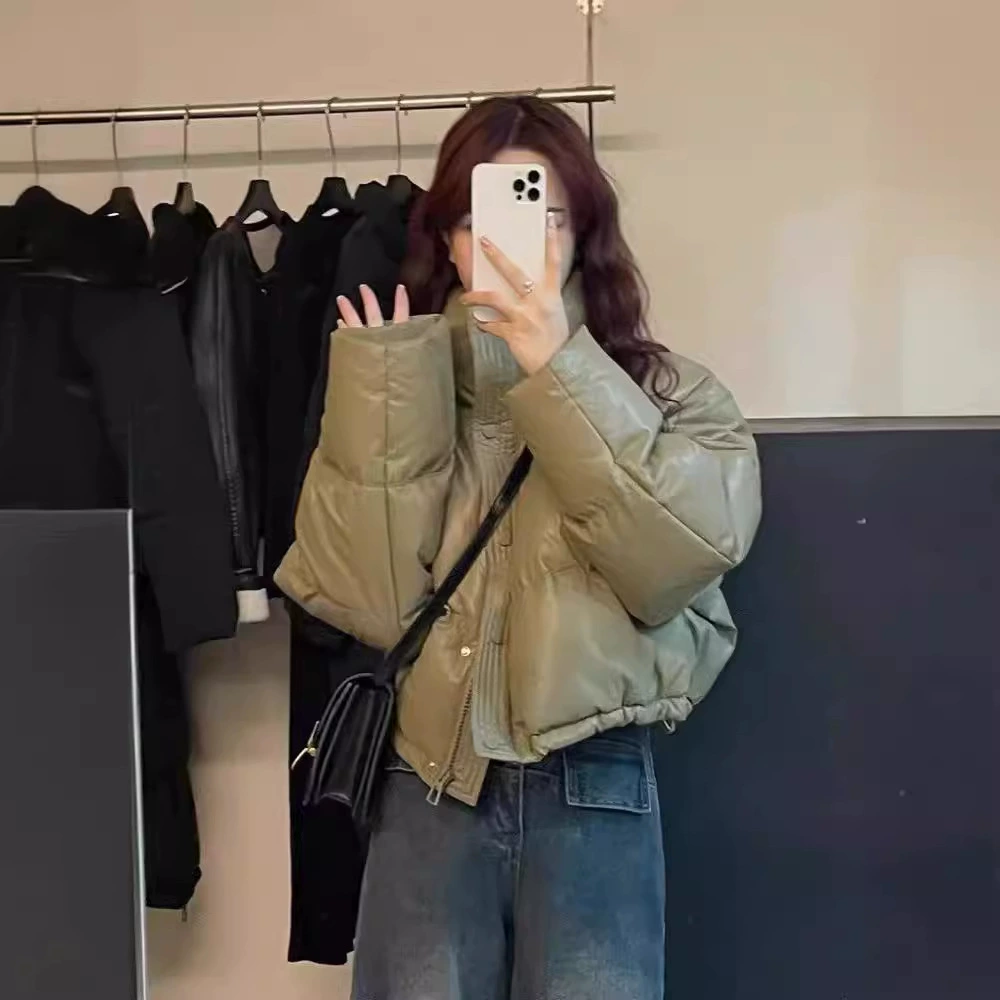 Полиуретановая короткая пуховик oversize, с увеличенной толщиной, для подростков