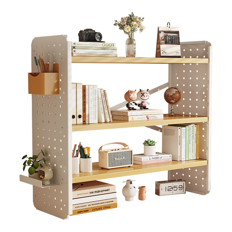 Estante de escritorio Estante de escritorio Estante de escritorio Tablero de agujero Escritorio de aprendizaje para el hogar Estante de exhibición de almacenamiento de estación de oficina multicapa