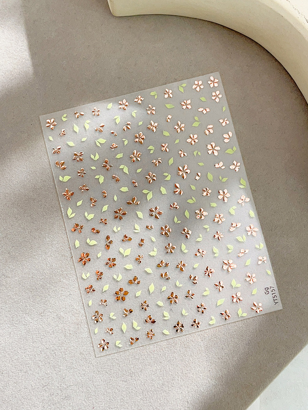 新しいホットスタンピング花ネイルアートステッカーローズゴールド五弁花インターネットセレブ新鮮な花柄ネイルステッカー粘着裏地付き|undefined