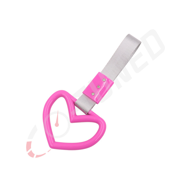 JDM gran decoración de coches en forma de corazón cinturón de plata anillo colgante parachoques trasero anillo de advertencia amor en forma de corazón coche redondo mano tirón