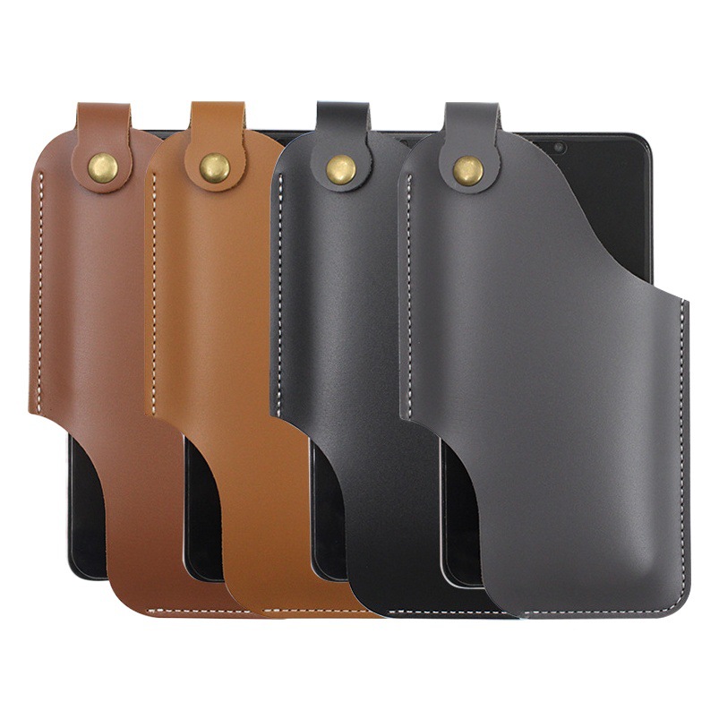 Europa y América Retro teléfono móvil bolso de la cintura PU de cuero de la cintura colgando bolsa de teléfono móvil al aire libre deportes EDC teléfono móvil anti-perdida Funda de cuero protectora