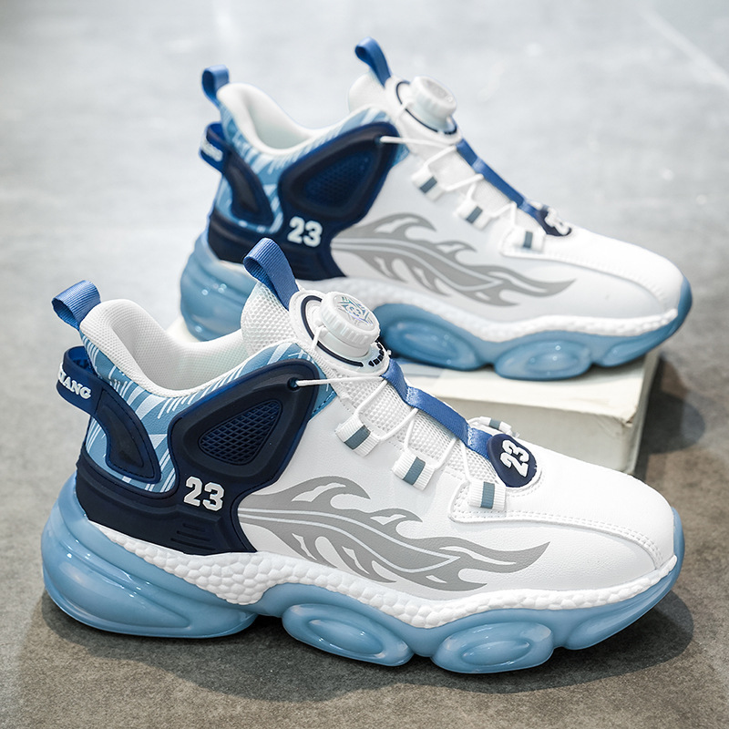 Autumn and Winter Rotating Buckle Men's Shoes Breathable New Men's Casual Running Shock-Absorbing Sports Heightening Air Cushion Dad Trendy Shoes