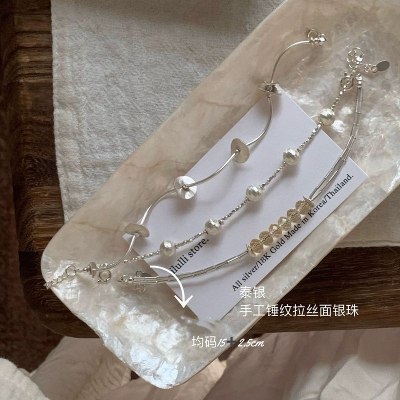 幸柿|天然透体巴西切割黄水晶泰银拉丝面银珠女叠戴高级感手串|undefined