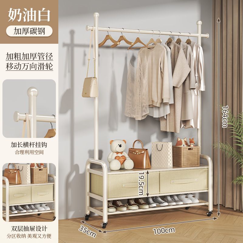 100cm 밀크화이트-복층수납장+수납서랍+신발장
