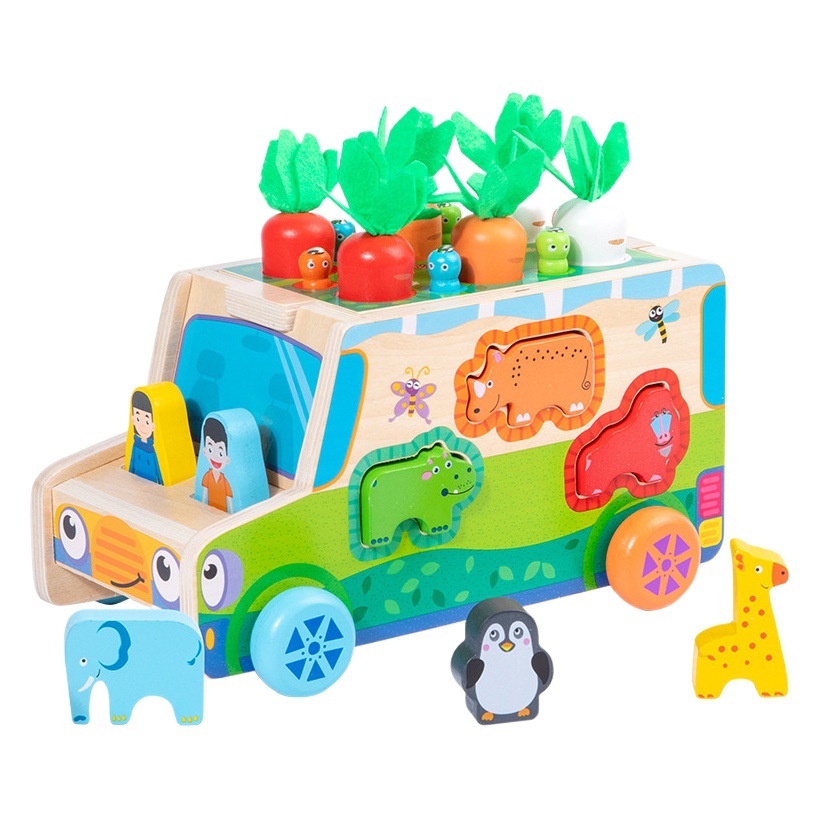 Transfronterizo de madera educación temprana pesca rábano forma Juego juego multifunción remolque juguetes educativos para niños al por mayor