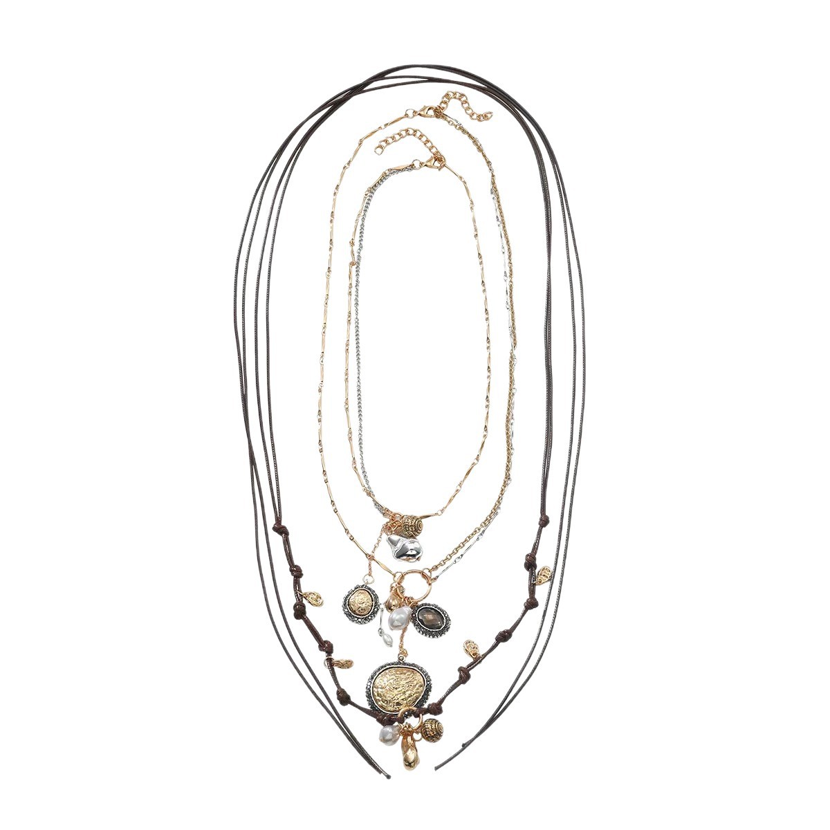 Collier torque luxueux multi-rangs à pampilles en strass_voghion.com