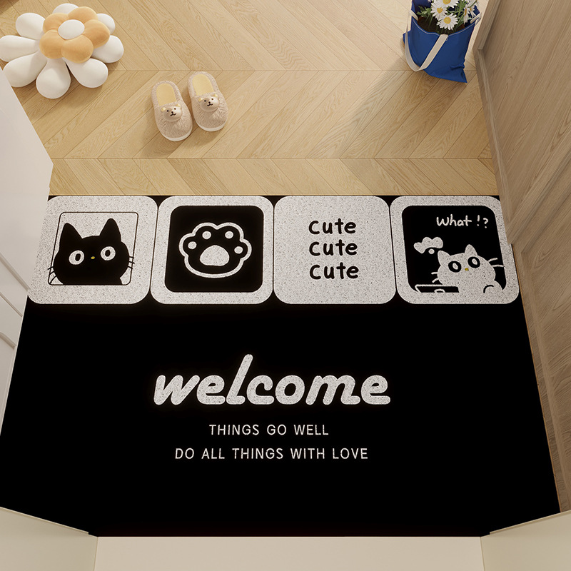 귀여운 고양이 - 검정색 바닥