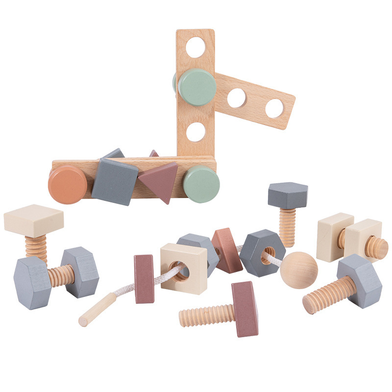 Tornillo de tornillo de cuerda 2 - en - 1 color infantil forma cognición de emparejamiento creativo montaje universal tuerca combinación de bloques