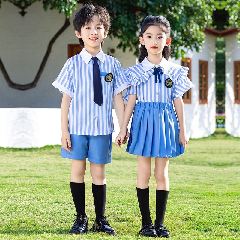 幼儿园夏季毕业园服2025新款条纹款套装中小学生班服61节表演服
